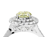 White gold Double Halo Fancy Yellow Oval  Cut Pave Split Shank Prong Set Ring_19