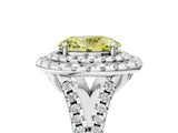 White gold Double Halo Fancy Yellow Oval  Cut Pave Split Shank Prong Set Ring_20