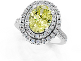 White gold Double Halo Fancy Yellow Oval  Diamond Pave Band with Four-Prong Setting_67