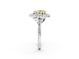 White gold Double Halo Fancy Yellow Oval  Diamond Pave Band with Four-Prong Setting_68
