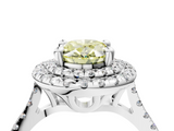 White gold Double Halo Fancy Yellow Oval  Diamond Pave Band with Four-Prong Setting_70
