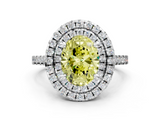 White gold Double Halo Fancy Yellow Oval  Diamond Pave Band with Four-Prong Setting_78