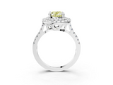 White gold Double Halo Fancy Yellow Oval  Diamond Pave Band with Four-Prong Setting_81