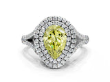White gold Double Halo Fancy Yellow Pear Cut Diamond Split Shank Engagement Ring with Four-Prong Setting_27