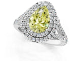 White gold Double Halo Fancy Yellow Pear Cut Diamond Split Shank Engagement Ring with Four-Prong Setting_28