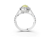 White gold Double Halo Fancy Yellow Pear Cut Diamond Split Shank Engagement Ring with Four-Prong Setting_30