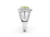 White gold Double Halo Fancy Yellow Pear Cut Diamond Split Shank Pave Set Ring_5