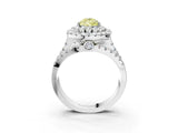 White gold Double Halo Fancy Yellow Pear Cut Diamond Split Shank Pave Set Ring_6