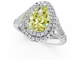 White gold Double Halo Fancy Yellow Pear  Cut Diamond Split Shank Ring with Four Prong Setting_18