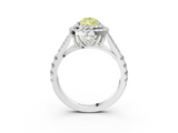 White gold Double Halo Fancy Yellow Pear  Cut Diamond Split Shank Ring with Four Prong Setting_20