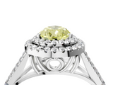 White gold Double Halo Fancy Yellow Pear  Cut Diamond Split Shank Ring with Four Prong Setting_21