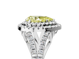 White gold Double Halo Fancy Yellow Pear  Cut Diamond Split Shank Ring with Four Prong Setting_22