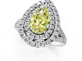 White gold Double Halo Fancy Yellow Pear  Cut Pave Split Shank Prong Set Ring_16