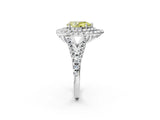 White gold Double Halo Fancy Yellow Pear  Cut Pave Split Shank Prong Set Ring_17