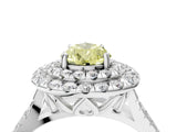 White gold Double Halo Fancy Yellow Pear  Cut Pave Split Shank Prong Set Ring_19
