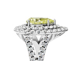 White gold Double Halo Fancy Yellow Pear  Cut Pave Split Shank Prong Set Ring_20