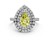 White gold Double Halo Fancy Yellow Pear  Diamond Pave Band with Four-Prong Setting_80