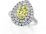 White gold Double Halo Fancy Yellow Pear  Diamond Pave Band with Four-Prong Setting_81