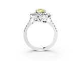 White gold Double Halo Fancy Yellow Pear  Diamond Pave Band with Four-Prong Setting_83