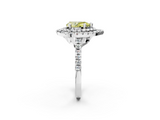 White gold Double Halo Fancy Yellow Pear  Diamond Pave Band with Four-Prong Setting_84