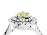 White gold Double Halo Fancy Yellow Pear  Diamond Pave Band with Four-Prong Setting_84