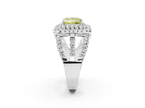 White gold Double Halo Fancy Yellow Princess Cut Diamond Split Shank Pave Set Ring_5