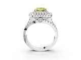 White gold Double Halo Fancy Yellow Princess Cut Diamond Split Shank Pave Set Ring_6