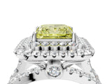 White gold Double Halo Fancy Yellow Princess Cut Diamond Split Shank Pave Set Ring_7