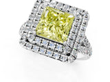 White gold Double Halo Fancy Yellow Princess  Cut Pave Split Shank Prong Set Ring_16