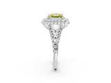 White gold Double Halo Fancy Yellow Princess  Cut Pave Split Shank Prong Set Ring_17