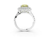 White gold Double Halo Fancy Yellow Princess  Cut Pave Split Shank Prong Set Ring_18