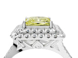 White gold Double Halo Fancy Yellow Princess  Cut Pave Split Shank Prong Set Ring_19