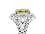 White gold Double Halo Fancy Yellow Princess  Cut Pave Split Shank Prong Set Ring_20