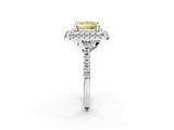 White gold Double Halo Fancy Yellow Princess  Diamond Pave Band with Four-Prong Setting_19