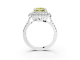 White gold Double Halo Fancy Yellow Princess  Diamond Pave Band with Four-Prong Setting_19