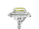 White gold Double Halo Fancy Yellow Princess  Diamond Pave Band with Four-Prong Setting_22