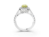 White gold Double Halo Fancy Yellow Radiant Cut Diamond Split Shank Engagement Ring with Four-Prong Setting_30