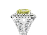 White gold Double Halo Fancy Yellow Radiant Cut Diamond Split Shank Engagement Ring with Four-Prong Setting_32