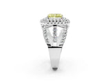 White gold Double Halo Fancy Yellow Radiant Cut Diamond Split Shank Pave Set Ring_5