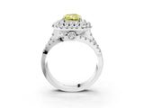 White gold Double Halo Fancy Yellow Radiant Cut Diamond Split Shank Pave Set Ring_6
