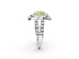 White gold Double Halo Fancy Yellow Radiant Cut Diamond Split Shank Prong Setting Ring_2