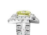 White gold Double Halo Fancy Yellow Radiant Cut Diamond Split Shank Prong Setting Ring_5