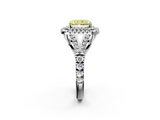 White gold Double Halo Fancy Yellow Radiant  Cut Diamond Split Shank Ring with Four Prong Setting_22