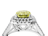 White gold Double Halo Fancy Yellow Radiant  Cut Diamond Split Shank Ring with Four Prong Setting_24
