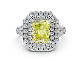 White gold Double Halo Fancy Yellow Radiant  Cut Pave Split Shank Prong Set Ring_15