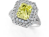 White gold Double Halo Fancy Yellow Radiant  Cut Pave Split Shank Prong Set Ring_16