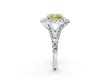 White gold Double Halo Fancy Yellow Radiant  Cut Pave Split Shank Prong Set Ring_17