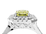 White gold Double Halo Fancy Yellow Radiant  Cut Pave Split Shank Prong Set Ring_19