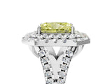White gold Double Halo Fancy Yellow Radiant  Cut Pave Split Shank Prong Set Ring_20