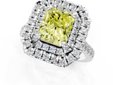 White gold Double Halo Fancy Yellow Radiant  Diamond Pave Band with Four-Prong Setting_44